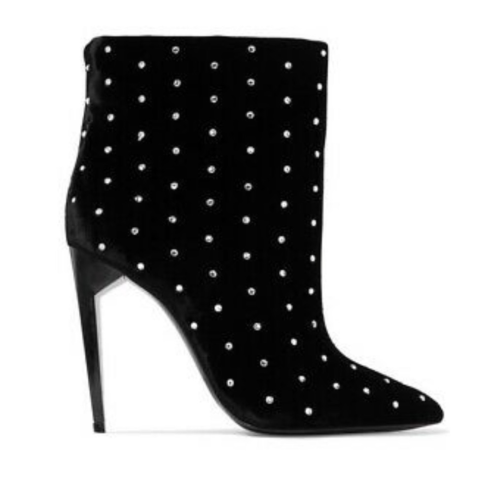 SAINT LAURENT Velvet Crystal Bootie - Picture 4 of 8